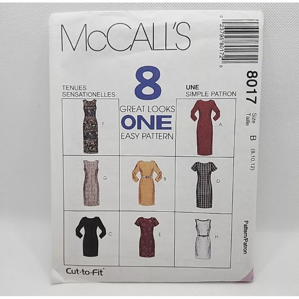 McCall's 8017 Misses' Fitted Dress 8 Looks In One Sewing Pattern Size 8-12 Cut